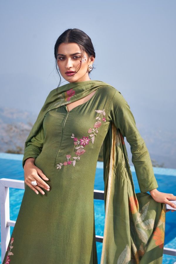 Rupali Fashion Varnika Jam Satin Embroidered Suit 8702