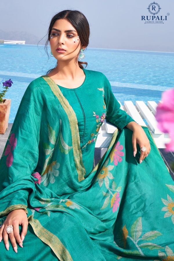 Rupali Fashion Varnika Jam Satin Embroidered Suits 8704