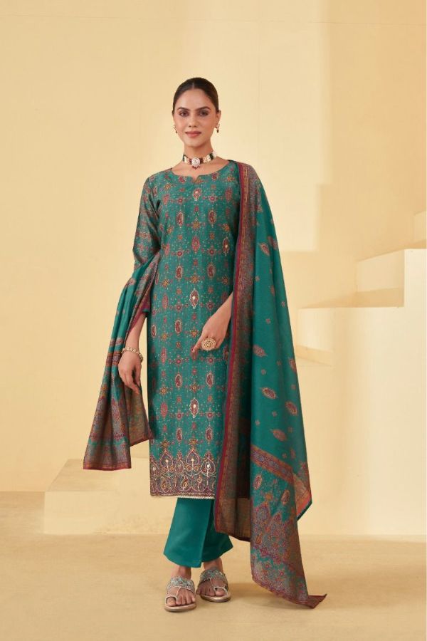 Kesar Karachi Raahi Muslin Silk Printed Unstitched Salwar Suit 29007