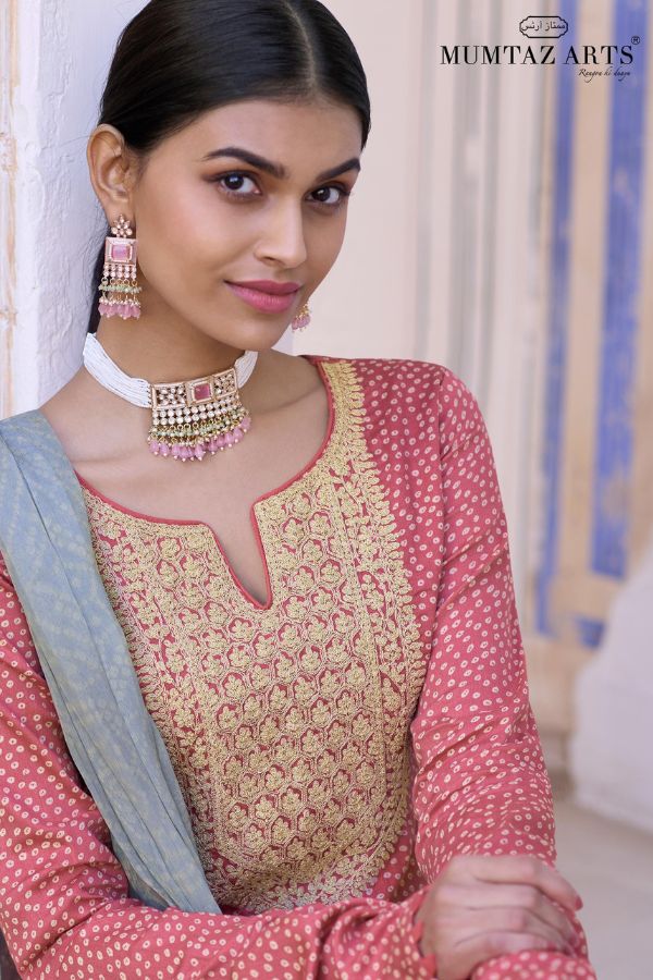 Mumtaz Arts Pastels Jam Satin Printed Ladies Salwar Suits 9001