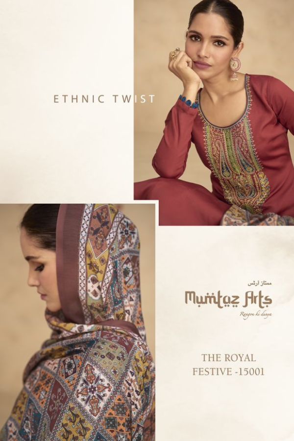 Mumtaz Arts The Royal Festive Pure Jam Cotton Unstitched Suits 15001