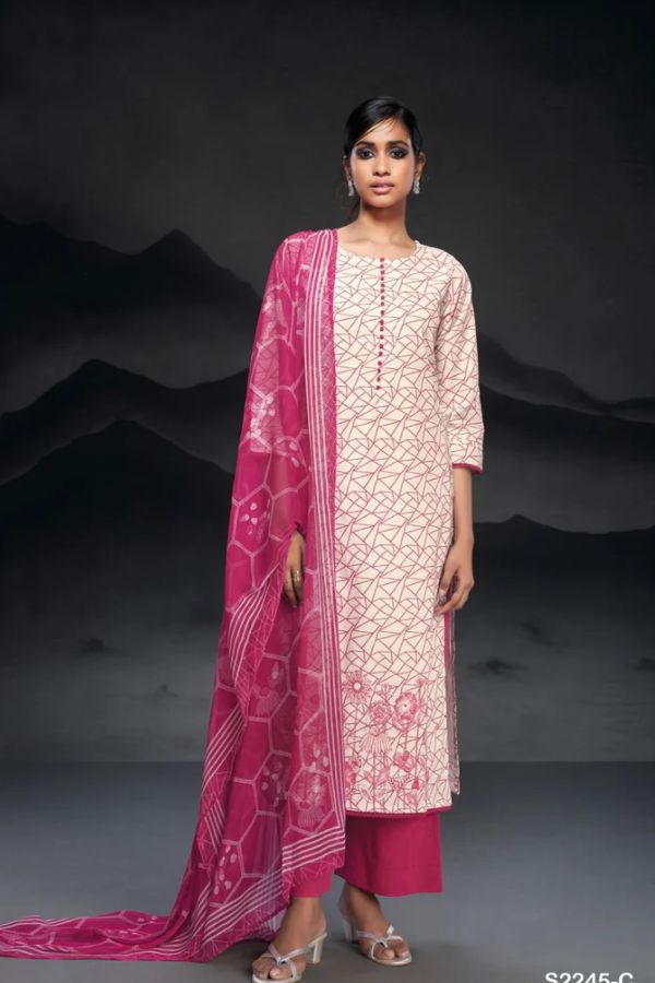 Ganga Fashions Emilijah S2245 Linen Printed Ladies Suit S2245-C