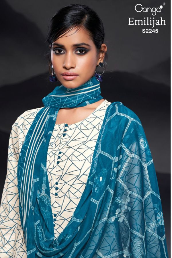 Ganga Fashions Emilijah S2245 Linen Printed Ladies Suits S2245-A