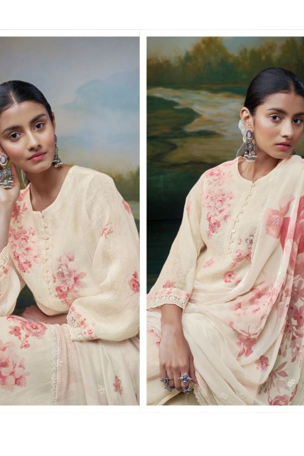 Ganga Fashions Esmarie Linen Printed Ladies Suits C1801