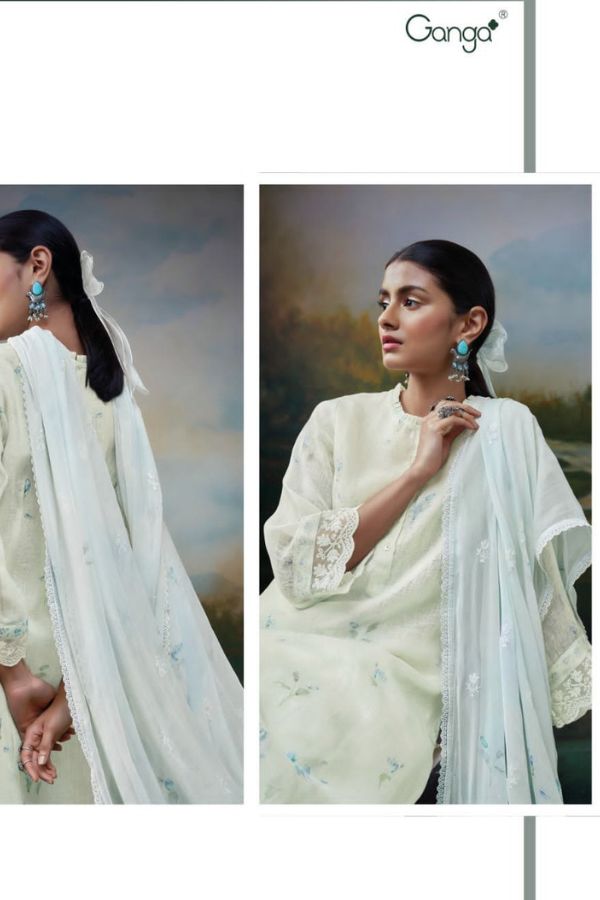Ganga Fashions Esmarie Linen Printed Ladies Suits C1802