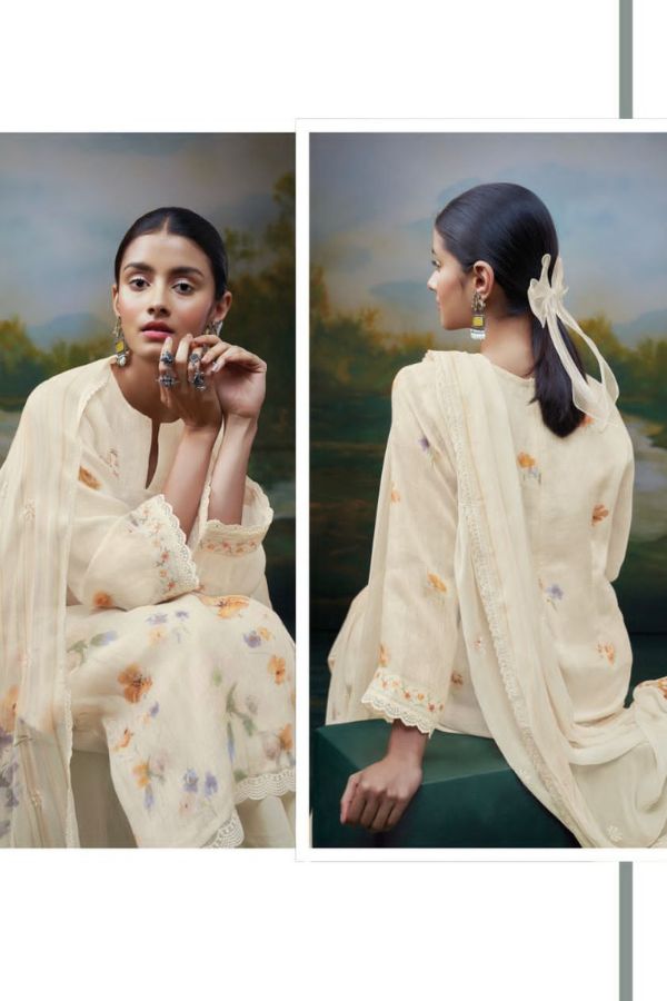 Ganga Fashions Esmarie Linen Printed Ladies Suits C1806