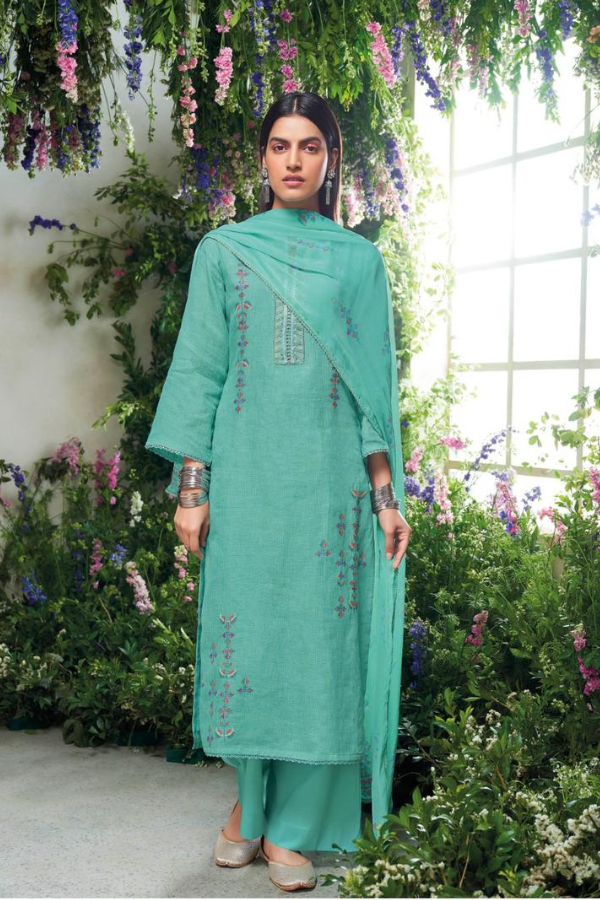 Ganga Fashions Shelah Linen Unstitched Ladies Suit C1782