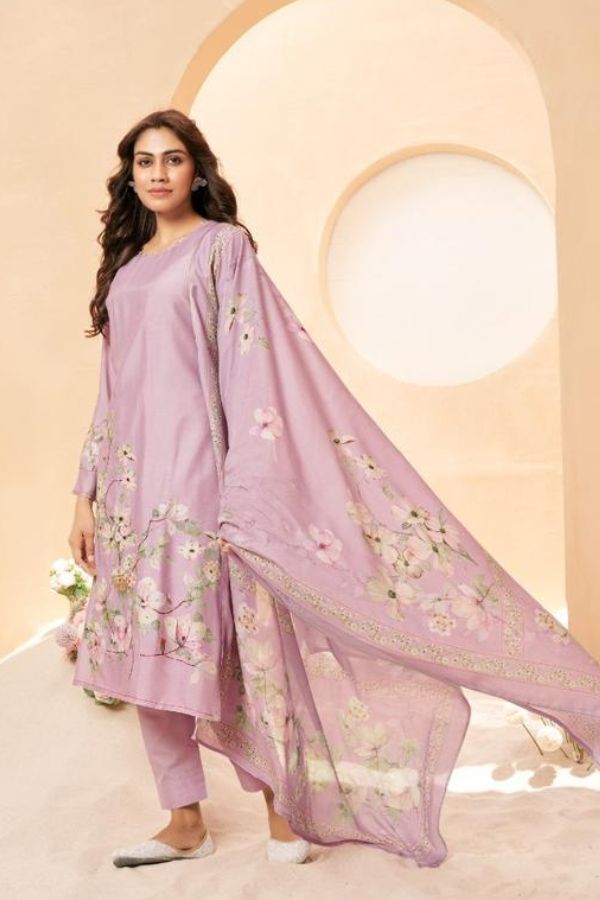 Rupali Fashion Rose Pastels Muslin Ladies Suit 7624