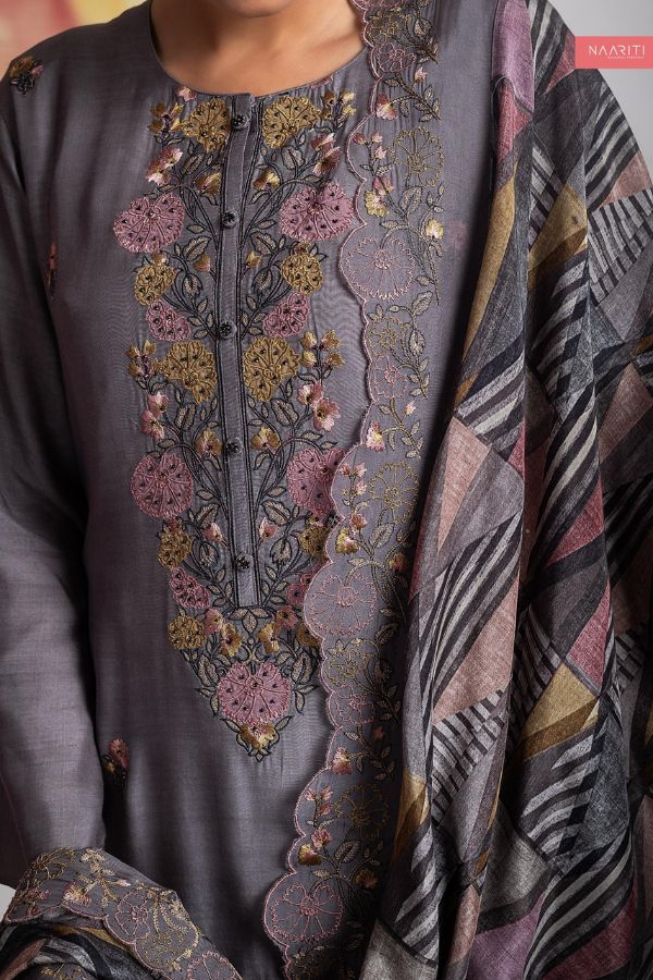 Naariti Orzala Masline Printed Unstitched Suit