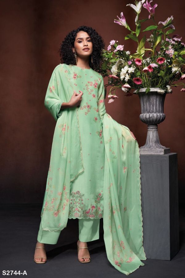 Ganga Fashions Sara S2744 Silk Unstitched Suits S2744-A