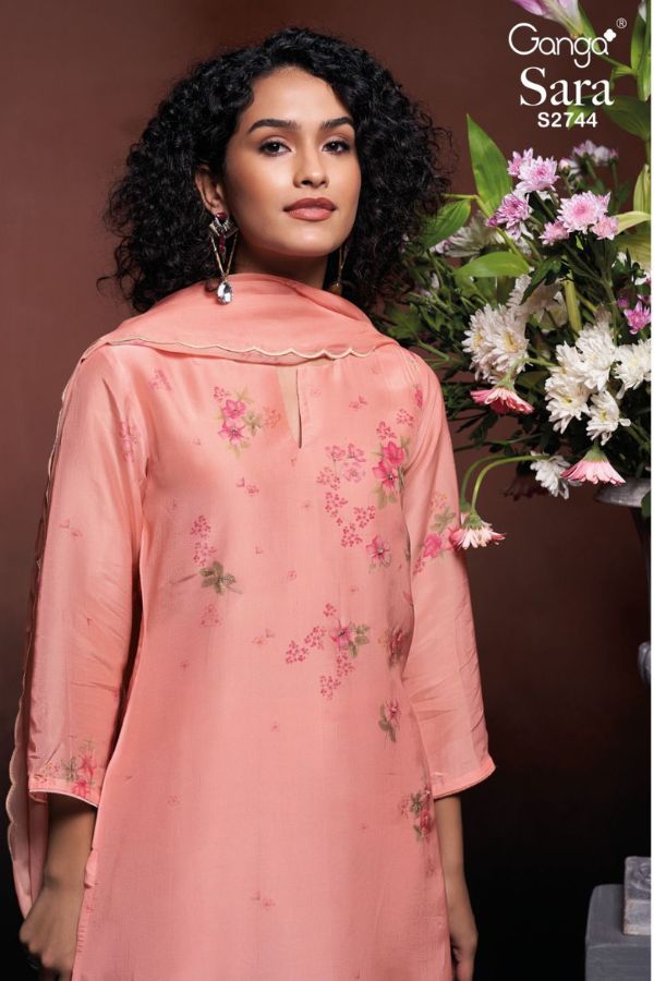 Ganga Fashions Sara S2744 Silk Unstitched Suits S2744-D