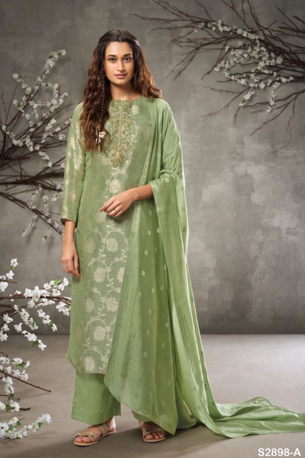 Ganga Fashions Chimeg S2898 Silk Printed Suit S2898-A