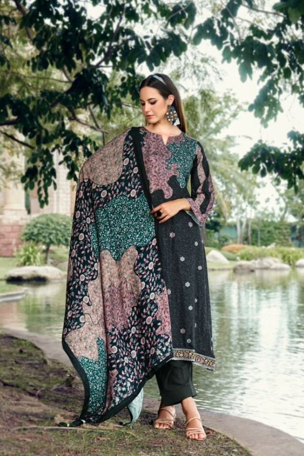 Kesar Karachi Legacy Of Floral Pashmina Salwar Suit 8803