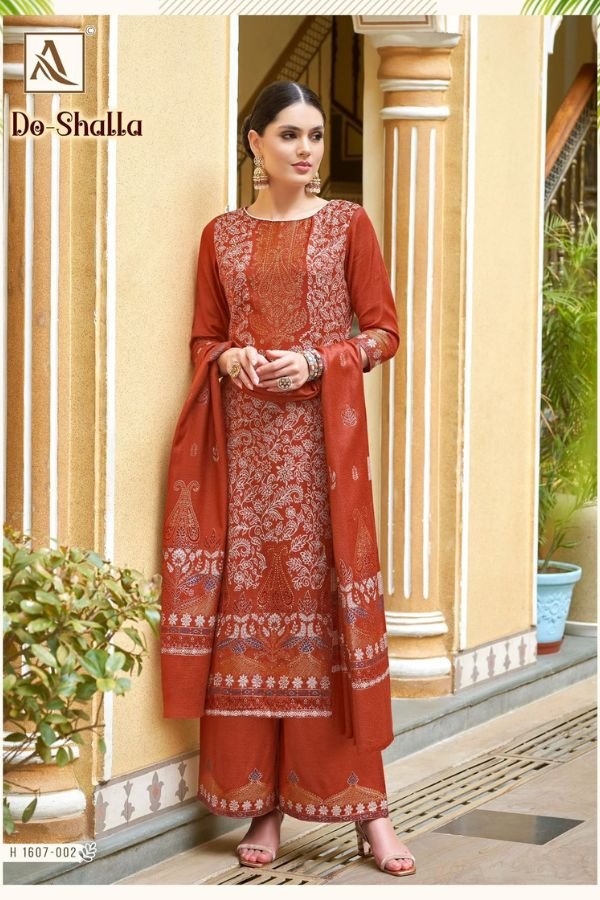 Alok Suits Do-Shalla Pashmina Ladies Salwar Suit H 1607-002