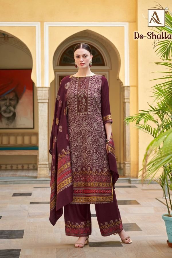 Alok Suits Do-Shalla Pashmina Ladies Salwar Suit H 1607-006