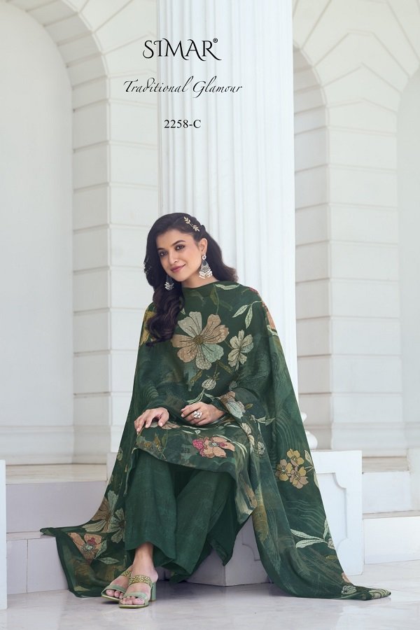 Glossy Simar Armani Pashmina Salwar Suits 2258-C