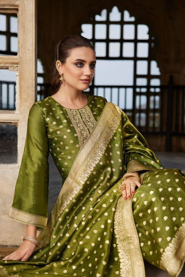 Ibiza Lifestyle Tyohaar Ka Angan Banarasi Silk Ladies Suit 15752