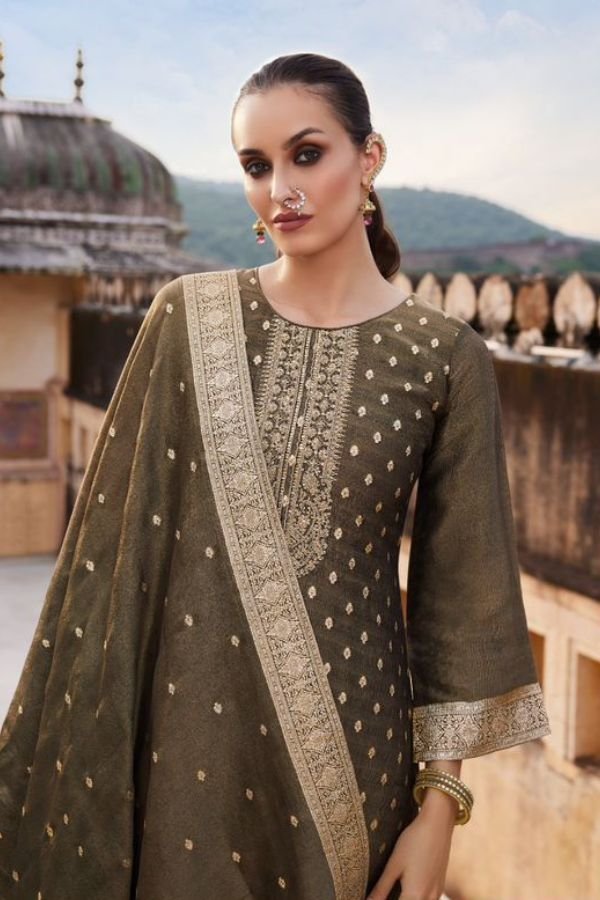 Ibiza Lifestyle Tyohaar Ka Angan Banarasi Silk Ladies Suit 15753