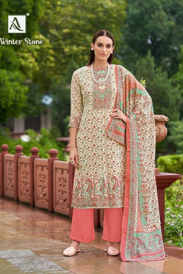 Alok Suits Winter Stone Pashmina Ladies Salwar Suits H 1649-004