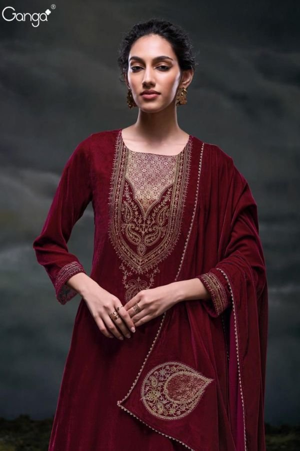 Ganga Fashions Kaveta S3067 Velvet Salwar Suits S3067-A