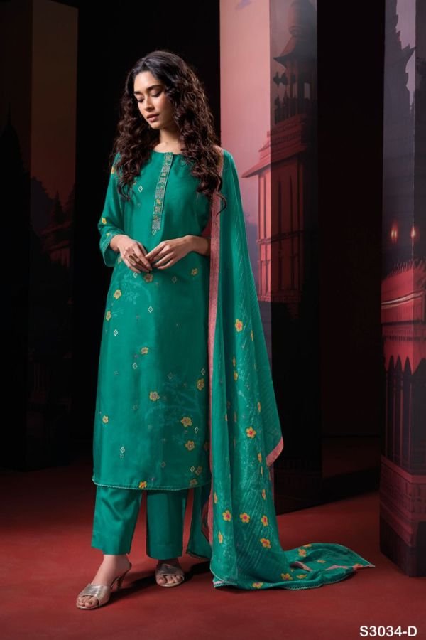 Ganga Fashions Theingi S3034 Silk Suit S3034-D