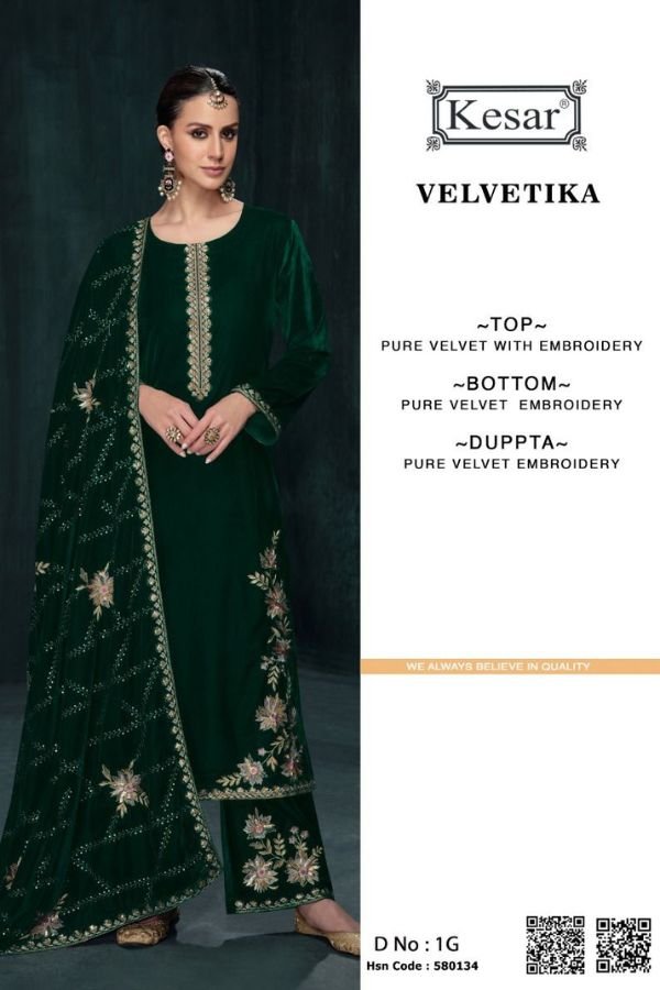 Kesar Karachi Velvetika Velvet Winter Suit 1G