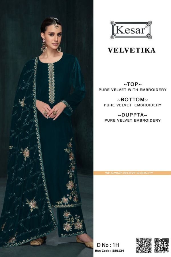 Kesar Karachi Velvetika Velvet Winter Suit 1H