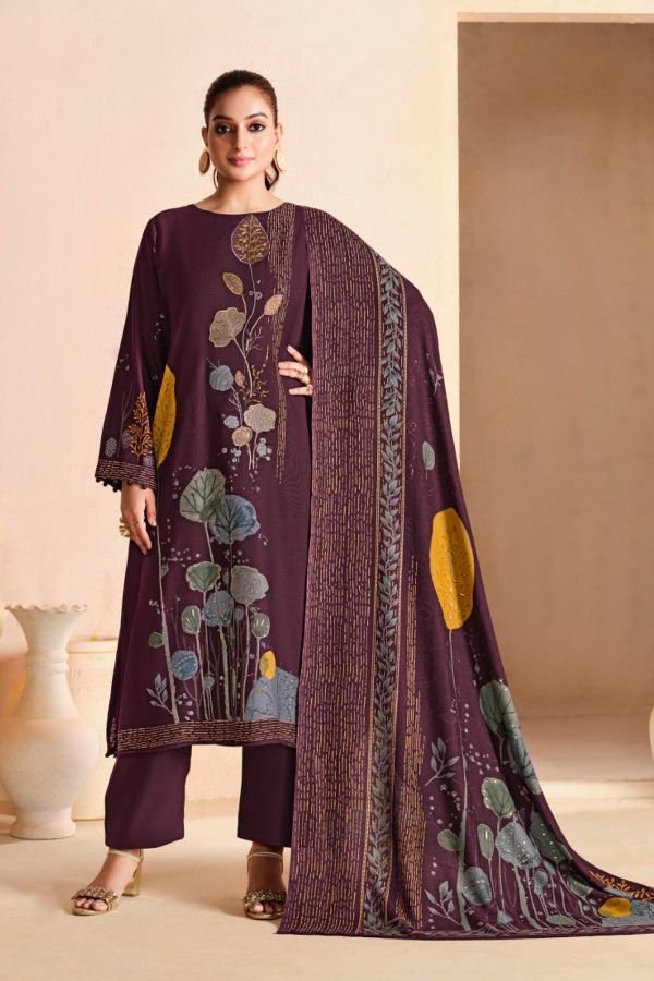 Mumtaz Arts Janvi Brasso Dupatta Pashmina ladies Suit 1201