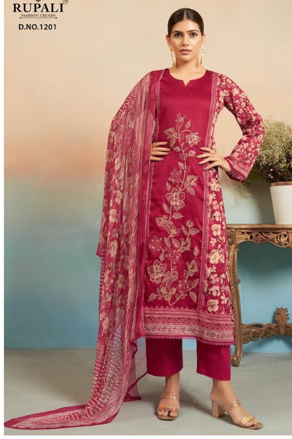 Rupali Fashion Gulbagh Jaam Satin Printed Salwar Suit 1201