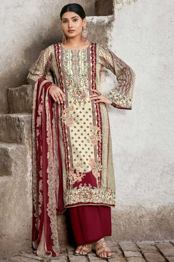 Mumtaz Arts Shehzaadi Jam Satin ladies Unstitched Suit 1003
