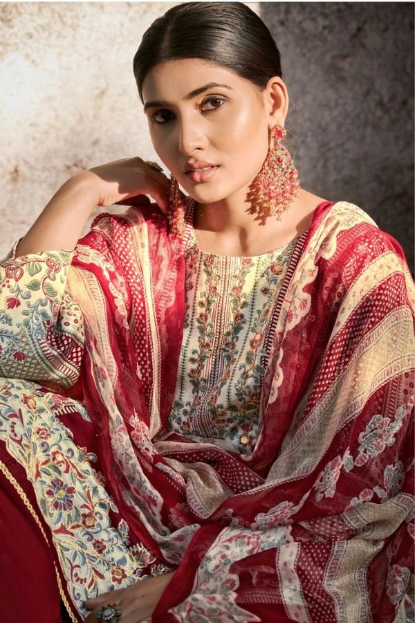 Mumtaz Arts Shehzaadi Jam Satin ladies Unstitched Suit 1003