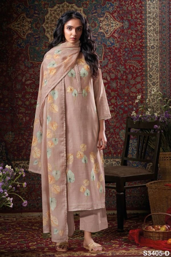 Ganga Fashions Cora S3405 Cotton Linen Printed Salwar Suit S3405-D
