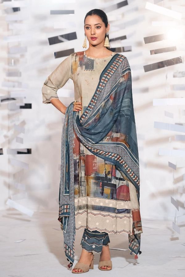 Jay Vijay Prints Darpan Pure Linen Printed Salwar Suit 9905