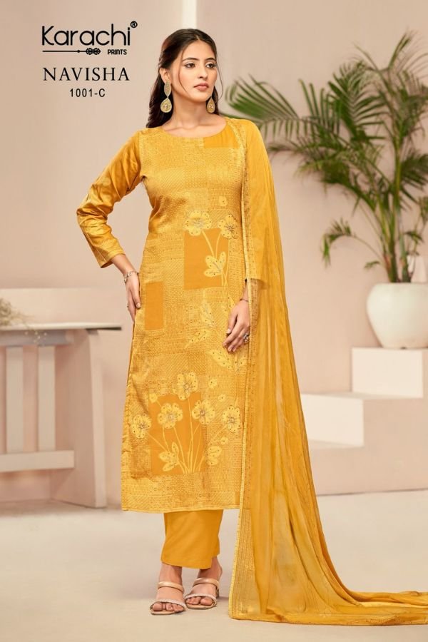 Kesar Karachi Navisha Jam Satin Printed Salwar Suit 1001-C