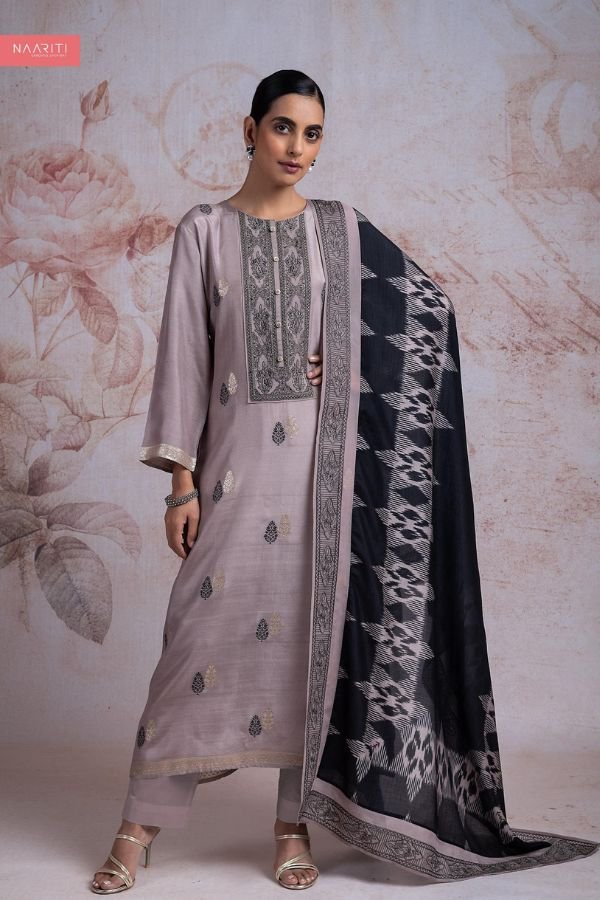 Naariti Badmi Muslin Embroidered Unstitched Suit AGOG-01