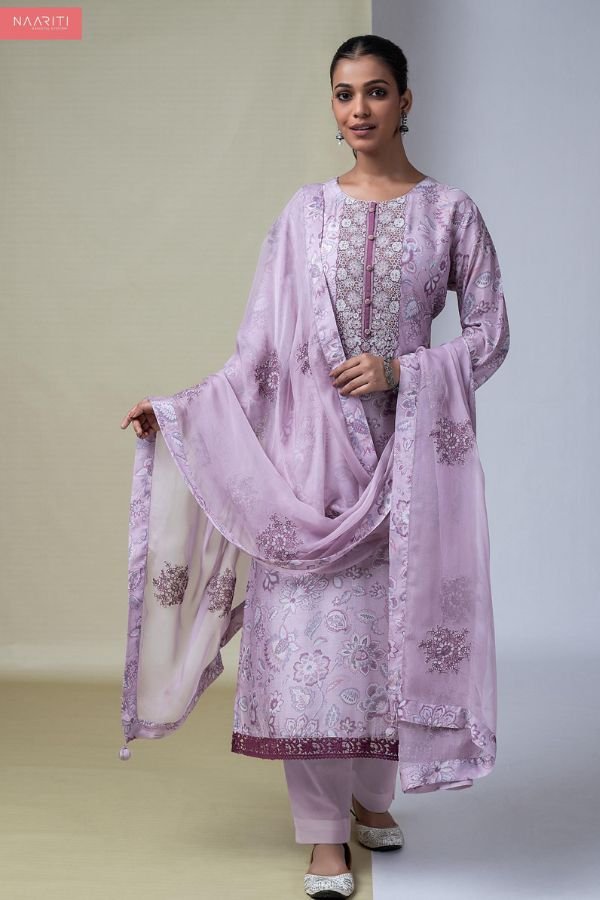 Naariti Ishuk Muslin Printed Embroidered Unstitched Suit AGOG-01