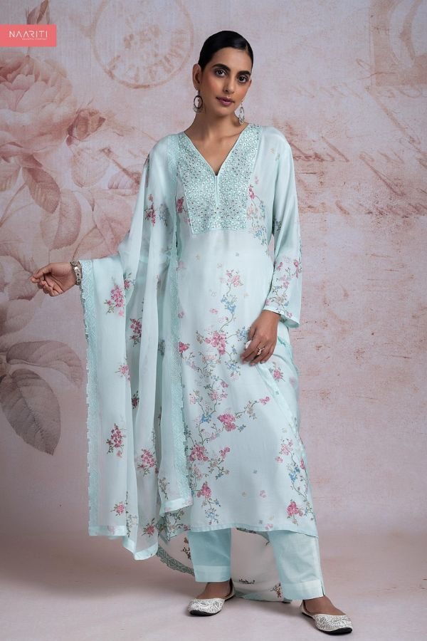 Naariti Raza Muslin Printed Embroidered Unstitched Suit AGOG-01
