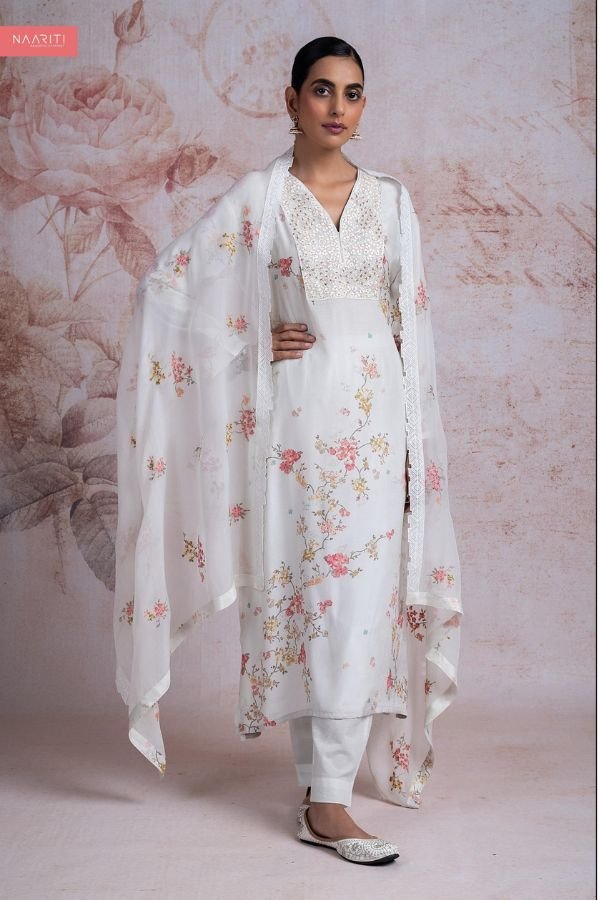 Naariti Raza Muslin Printed Embroidered Unstitched Suit AGOG-02