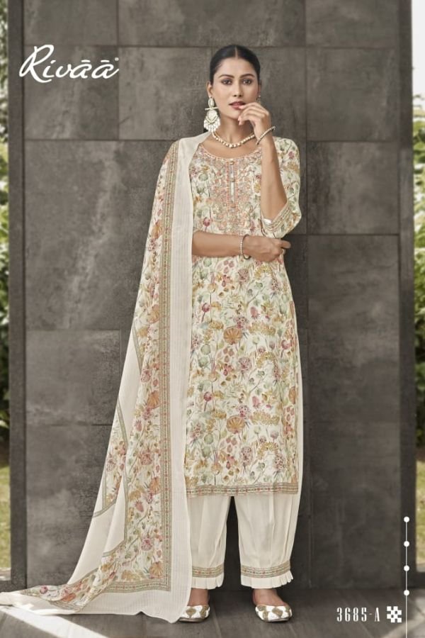 Rivaa Suprita Jam Satin Printed Salwar Suit 3685-A