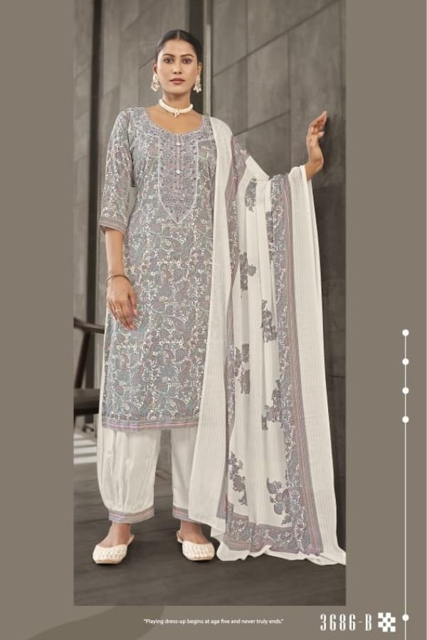 Rivaa Suprita Jam Satin Printed Salwar Suit 3686-B