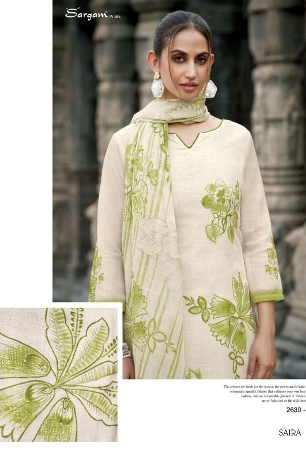 Sargam Prints Saira Linen Printed Unstitched Suit 2630 D