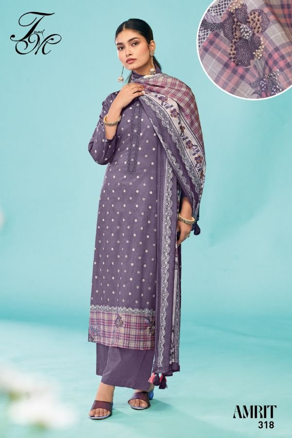 T&M Amrit Cotton Lawn Printed Salwar Suits 318
