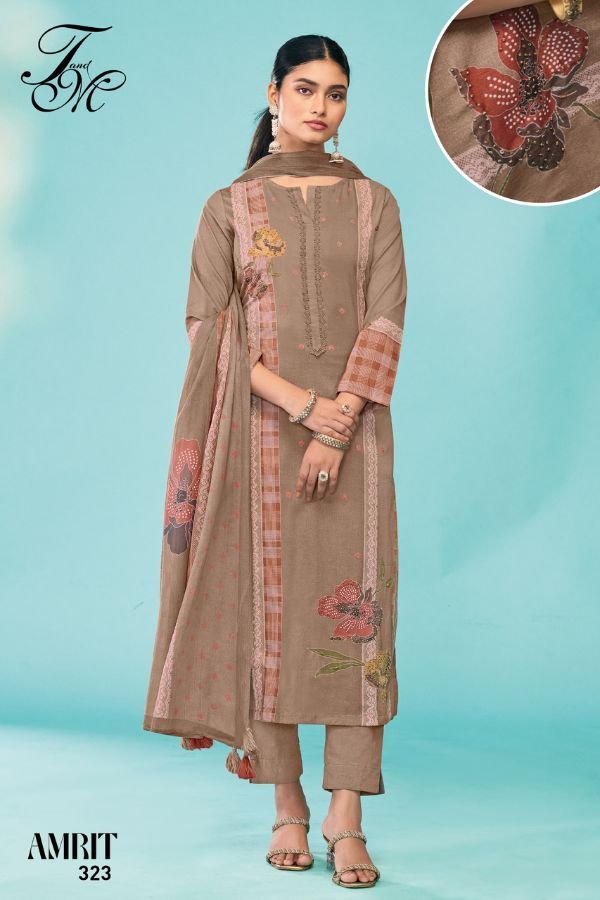 T&M Amrit Cotton Lawn Printed Salwar Suits 323