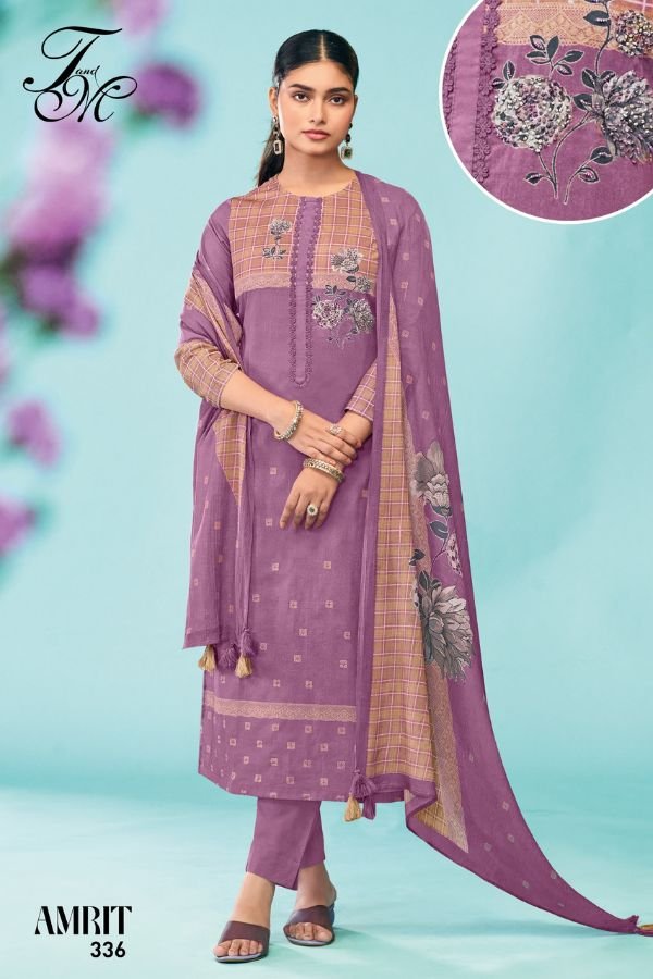 T&M Amrit Cotton Lawn Printed Salwar Suits 336