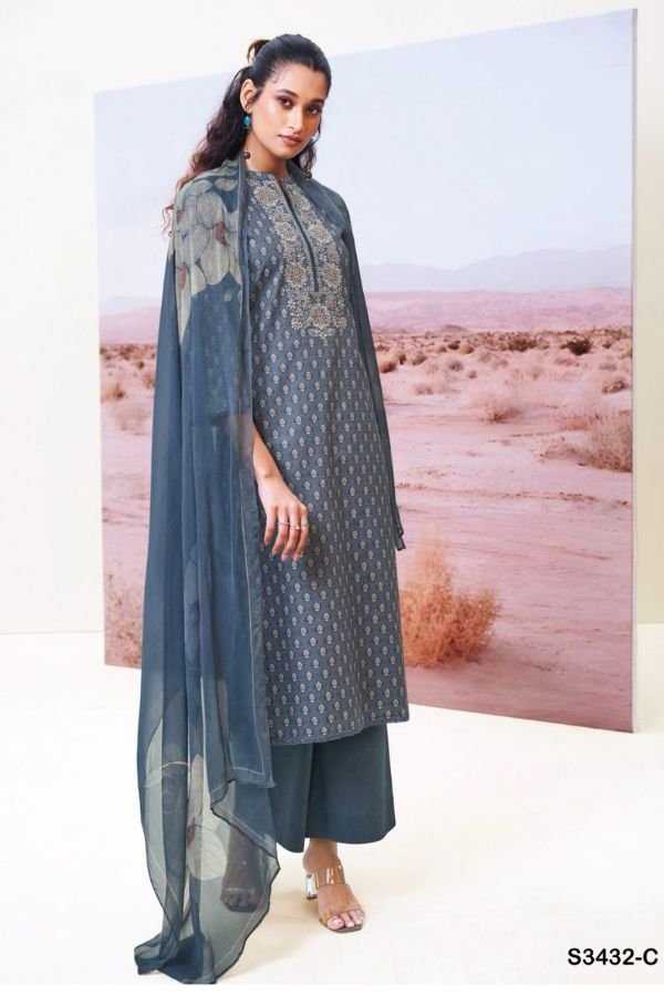Ganga Fashion Candice S3432 Cotton Embroidered Salwar Suit S3432-C