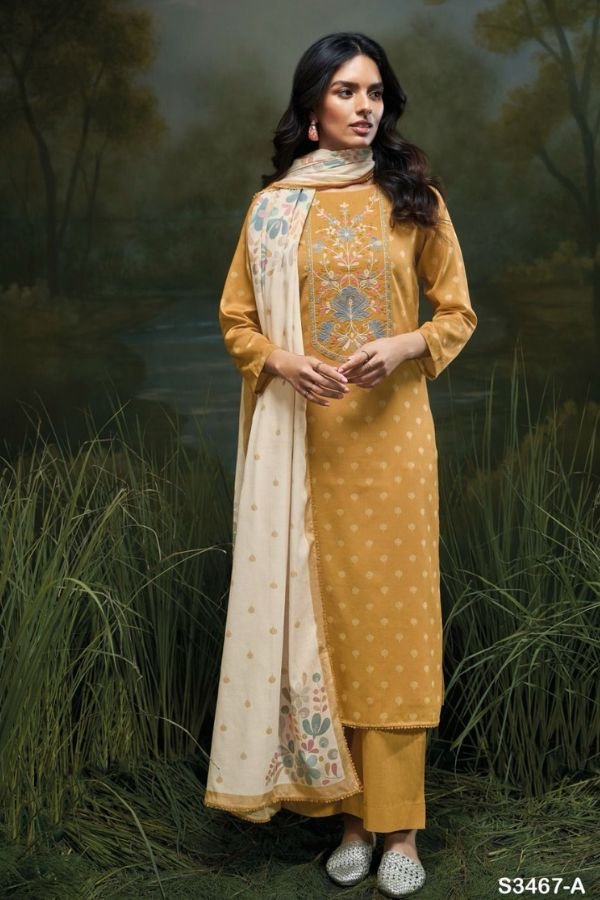 Ganga Fashion Farwa S3467 Cotton Embroidered Salwar Suit S3467-A
