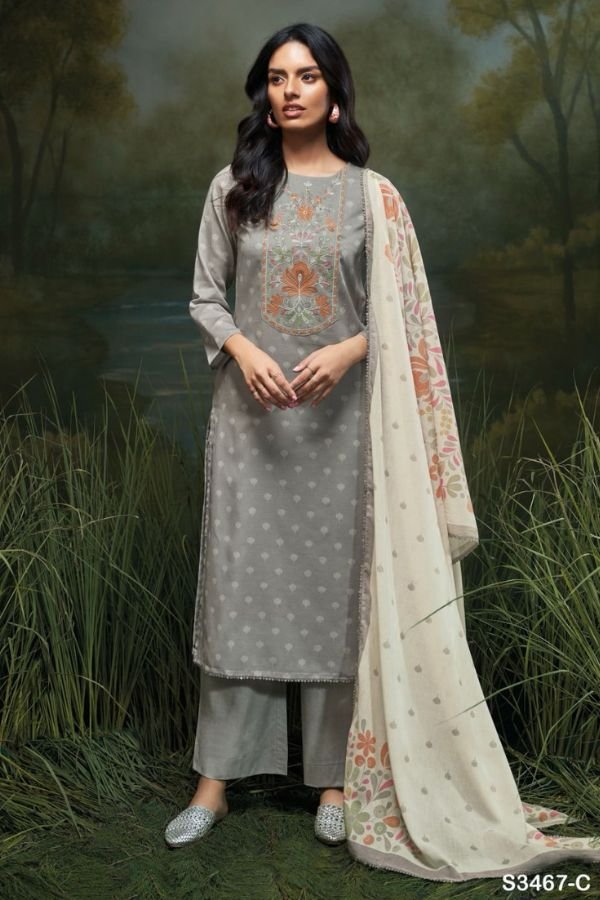 Ganga Fashion Farwa S3467 Cotton Embroidered Salwar Suit S3467-C