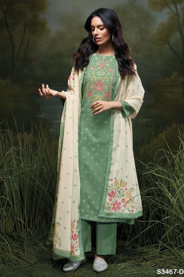 Ganga Fashion Farwa S3467 Cotton Embroidered Salwar Suit S3467-D