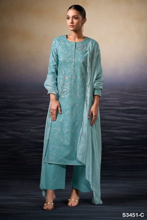 Ganga Fashion Kaczie S3451 Cotton Embroidered Salwar Suit S3451-C