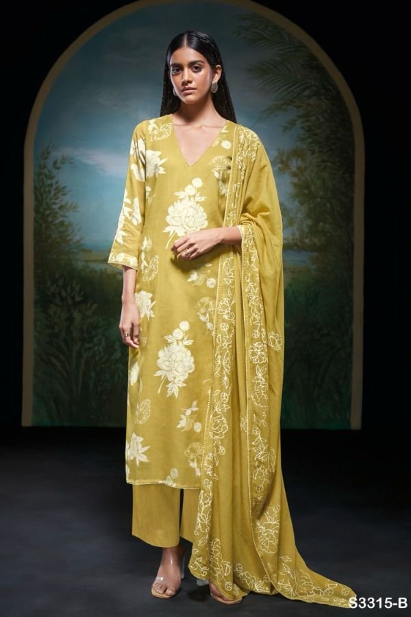 Ganga Fashions Indira S3315 Pure Mal Unstitched Salwar Suit S3315-B